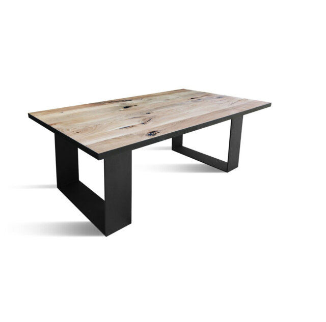 Oak Solid Wood Top Metal Base Dining Table