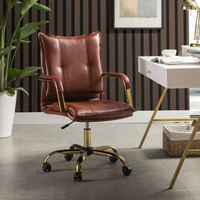 Gedrie Modern Faux Leather Swivel Office Chair