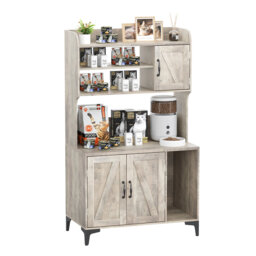 Hidden Cat Litter Box Cabinet with Scratching Pad & Storage - Multi-Tier Shelves, Odor Control, Fits Standard Tray, Sturdy Wood Frame