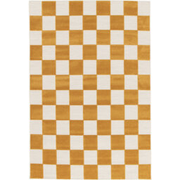 Philo Chequered Machine Woven Relief Indoor Outdoor Yellow Area Rug
