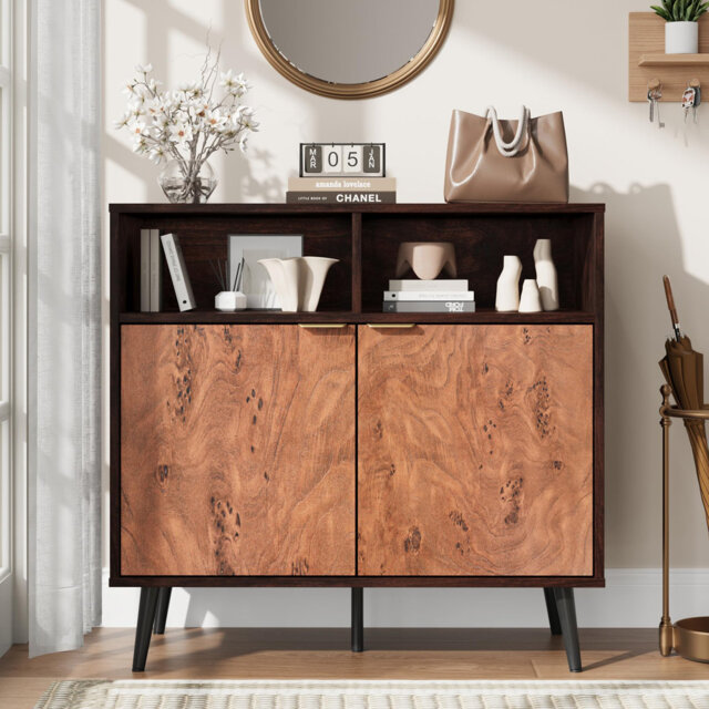 Buffet Cabinet with Drawers, 31.5'' Large Sideboard Buffet Credenza Storage Cabinet with Shelves and Doors, Coffee Station Cabinet with Metal Handle,