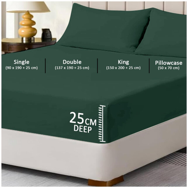 Super Dreamer Fitted Sheet Pack of 2 Solid Colour Polyester Bed Sheets - Single Double King Size Machine Washable