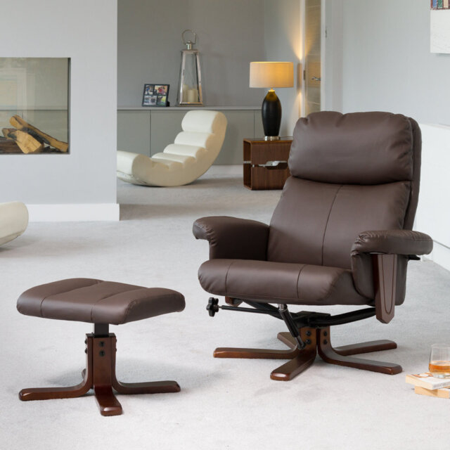 Robillard 88cm Wide Faux Leather Swivel Ergonomic Recliner with Massager
