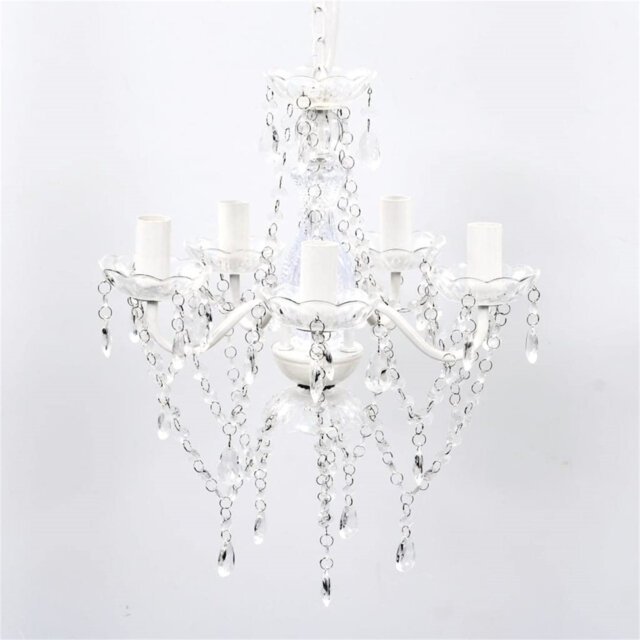 3 Arm Clear Chandelier Ceiling Light, Requires 3 Candle Bulbs, Crystal Effect Beads Adjustable Drop Chandelier