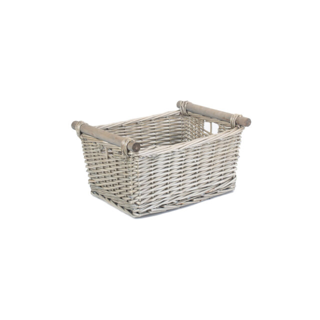 Wicker Wooden Handled Storage Basket