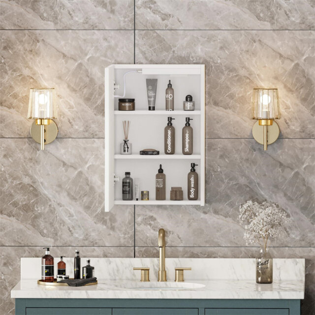Chriss W H Wall Mounted Required Frameless Medicine Cabinet Mirror 3 Adjustable