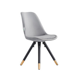 Domek Modern Velvet Dining Chair - Upholstered Upper body with Coated Metal Legs - Side Chair for Dining Room Kitchen Living Room - Single