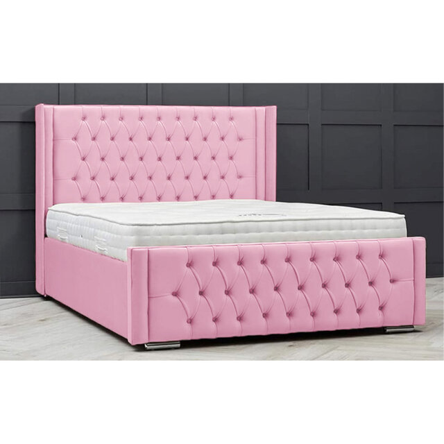 Lucio Velvet Upholstered Bed Frame - Curved Headboard, Sprung Slatted Base