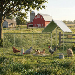 Outdoor Chicken Run, 3m x 1m x 1.5m Metal Chicken Coop with Waterproof and Anti-UV Cover, Outdoor Walk-in Poultry Pen Cage, Rabbit Hutch Pet Playpen f