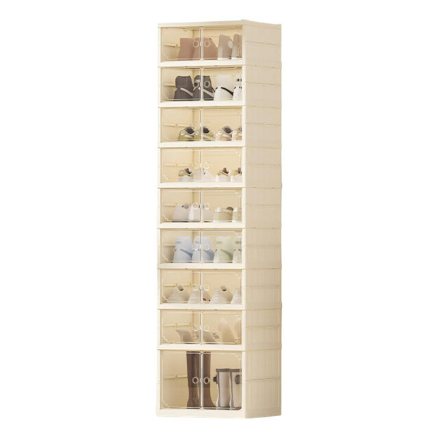 20 Pair Foldable Shoe Rack Collapsible Shoe Cabinet with Clear Doors