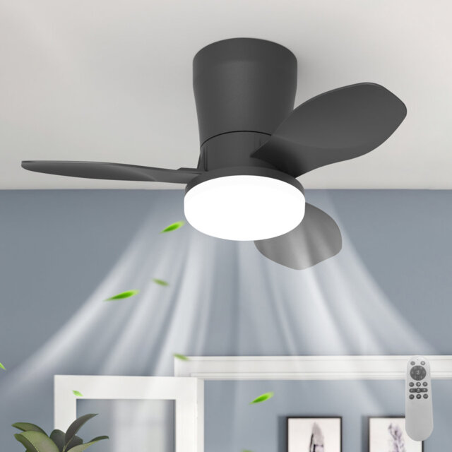 65cm 3-Blade Dimmable LED Ceiling Fan with Light Kit and Remote Control