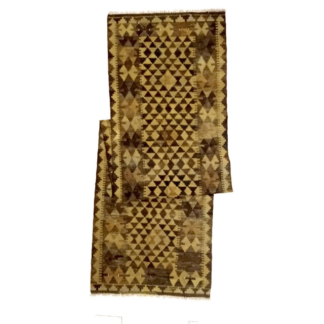 Richins Afghan Mashwani Handmade Kilim Wool Yellow/Brown Rug