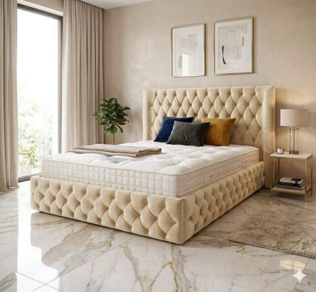 Chesterfield Upholstered Winged Bed Frame