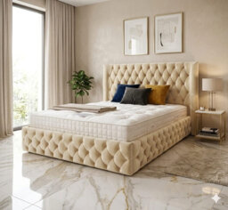 Chesterfield Upholstered Winged Bed Frame