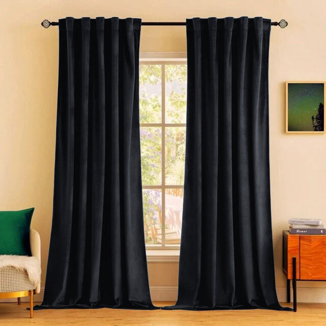 Rumson Crushed Velvet Eyelet Sheer Curtains Pair