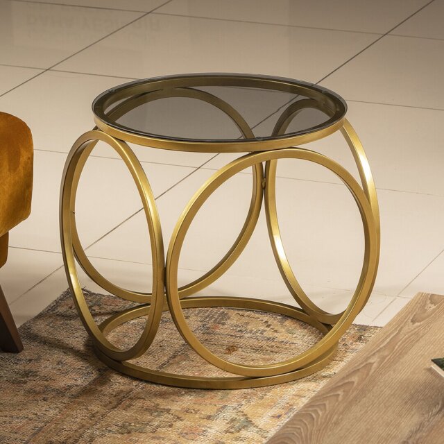 Montauk Glass Top Stainless Steel Frame Side Table