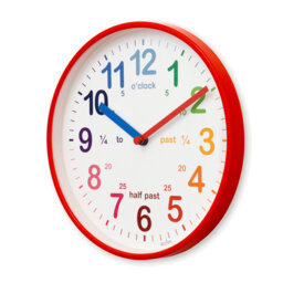Acctim Wickford Kids Teaching Wall Clock Quartz Rainbow Dial Quarter Markers 20cm