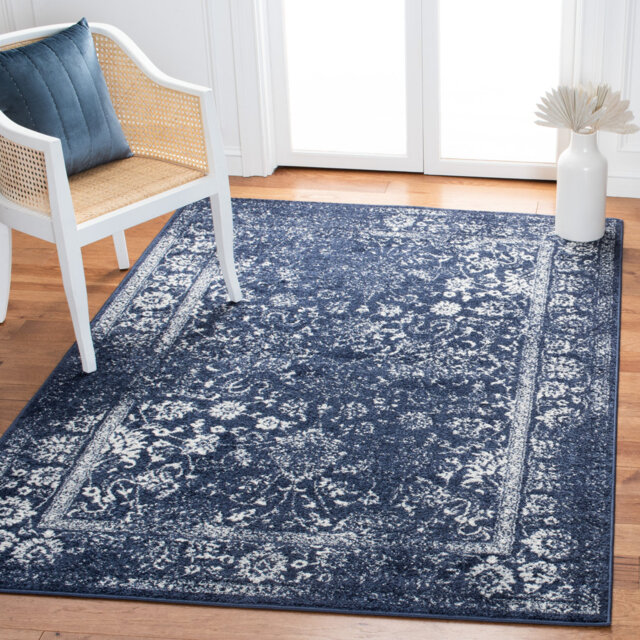 Pennrock Adirondack Blossom Vine Area Rug In Navy & Ivory