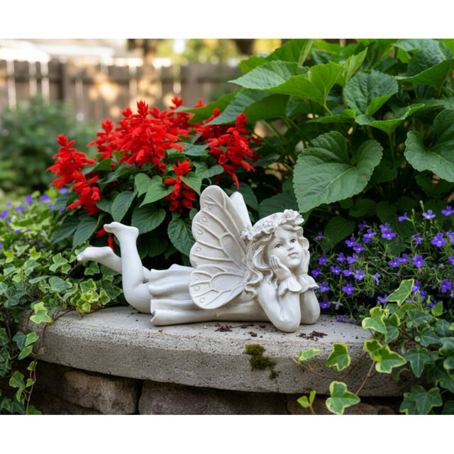 Charming Resin Angel Garden Statue With Butterfly Decor