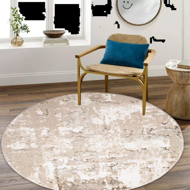 Round 120 x 120 cm Alyeska Power Loom Beige Area Rug