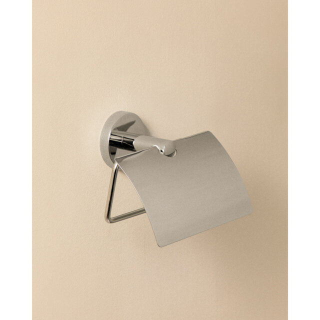 Belfry Bathroom Toilet Roll Holder Metal made w/ Cover and Chrome Finish