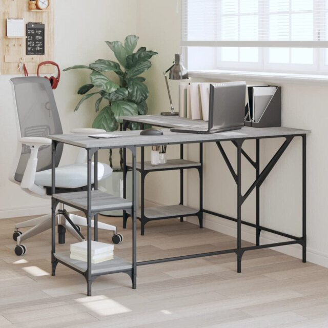 Aahad L-Shaped Metal Base Writing Desk
