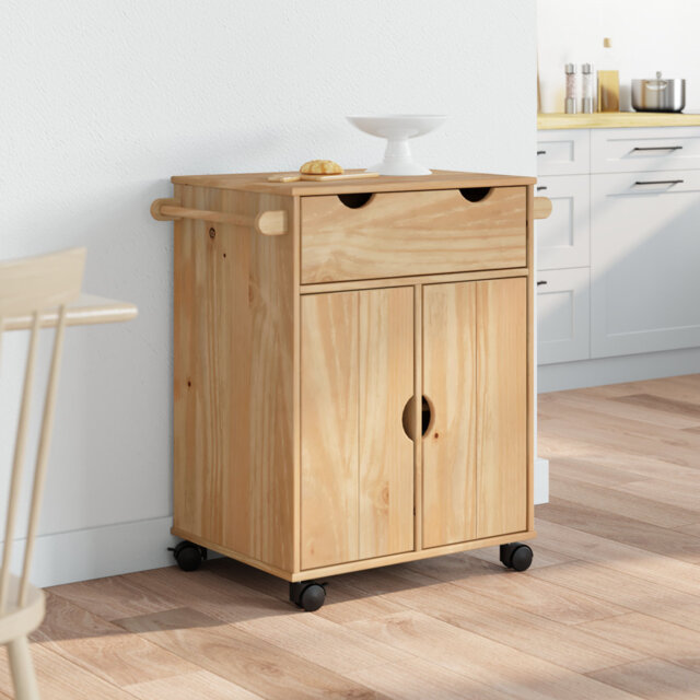 "Khinvasara vidaXL Kitchen Trolley ""OTTA"" 59x45x80 cm Solid Wood Pine"