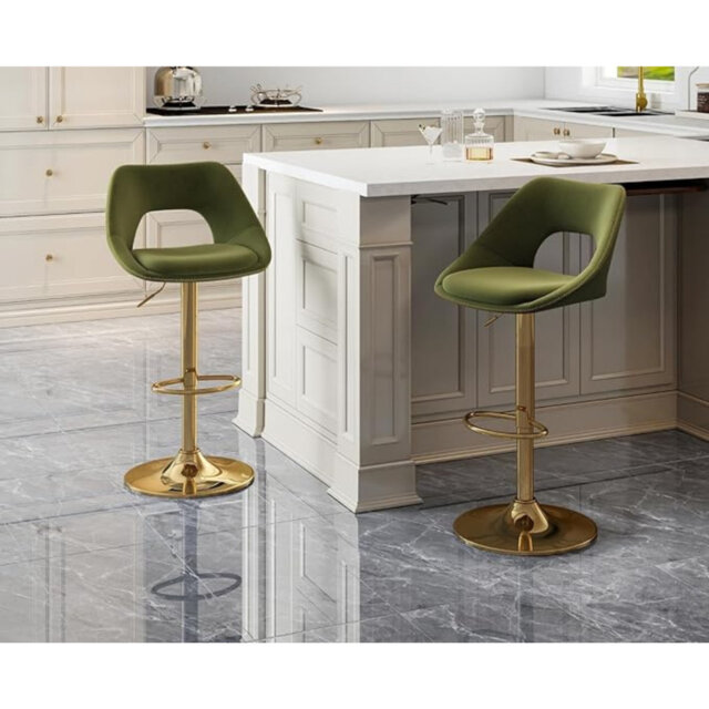 Wahson Bar Stools in Velvet Modern Chic Swivel Counter Chairs with Hollow Backrest for Home