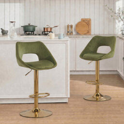 Bar Stools Velvet Modern Chic Swivel Upholstered Counter Stools with Hollow Backrest for Home