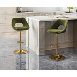 Wahson Bar Stools in Velvet Modern Chic Swivel Counter Chairs with Hollow Backrest for Home