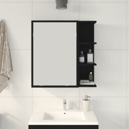 Bathroom Mirror Cabinet Black Oak Engineered Wood, Glass