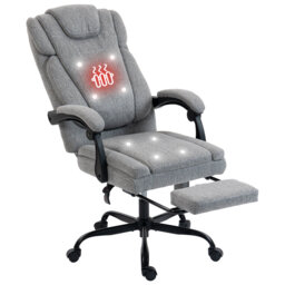 200KG Ergonomic Heated Massage Office Chair Big and tall Fabric Computer Chair with Foot Rest (Black)