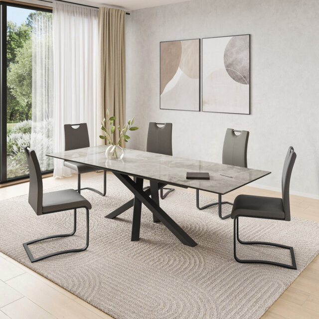 Sang Rectangular Extending Ceramic Dining Table