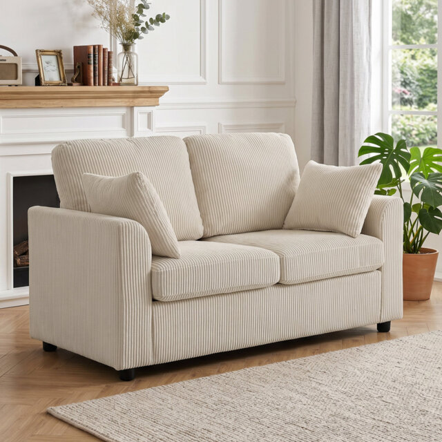 HOMCOM 2 Seater Sofa with Spring Cushion Wide Deep Seat