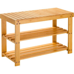 MantraRaj Bamboo Shoe Bench 3-Tier Shoe Rack Stand Seater Shoes Organizer 6 Pair Shoe Storage