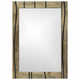 vidaXL Bathroom Mirror with Mirror Glass and Solid Mango wood Decor Reflective