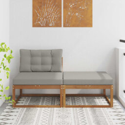 Sectional Sofa Units Natural Solid Acacia Wood Garden Furniture Balcony