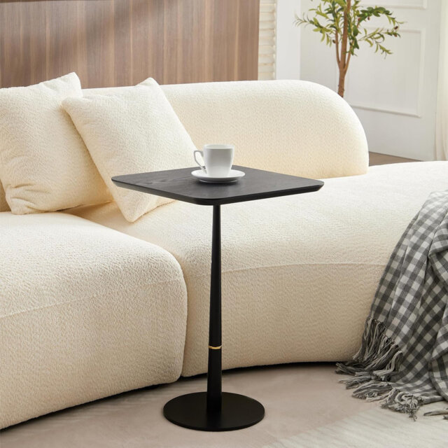 "Black 15.74"" Modern Martini Cocktail Beverage Pedestal Stand Side Table"