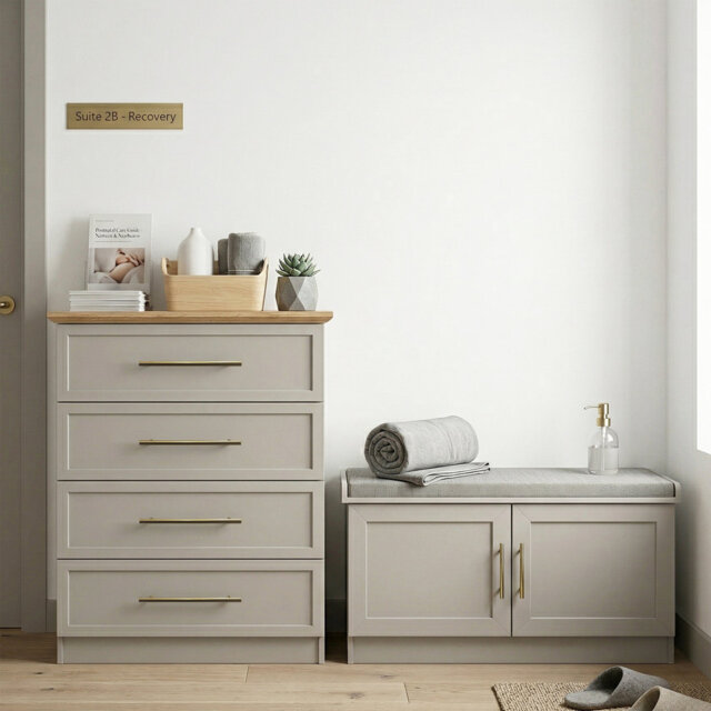 Cleverton Hallway Shoe Storage Bench With 4 Drawer Dresser Living or Bedroom Set