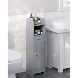 Slim Bathroom Floor Standing Storage Cabinet With Doors And Shelves
