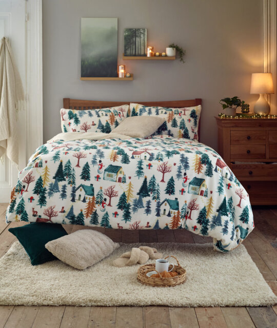 Winter Walk Fleece Duvet Cover Set With Sherpa Bac Fleece / Microfiber Duvet Cover Set Set