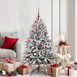 Artificial Christmas Tree Green and White PVC and Metal