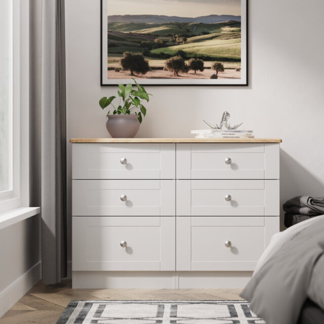 Sussex 6 Drawer Midi Chest in White Ash & Bardolino Oak (Ready Assembled)