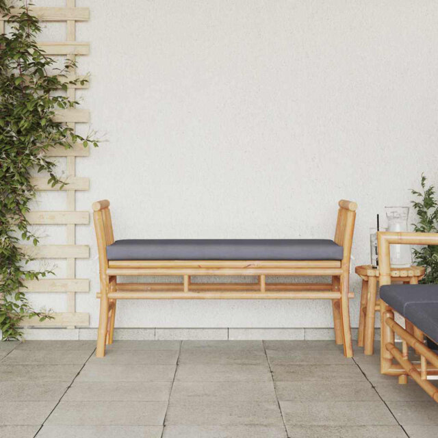 Garden Bench With Cushion 110 X 38 X 65Cm Bamboo