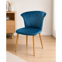 Siyana Modern Velvet Dining Chair - Ergonomic Curved Back with Solid Wooden Legs - Side Chair for Dining Room Living Room Restaurants - Single