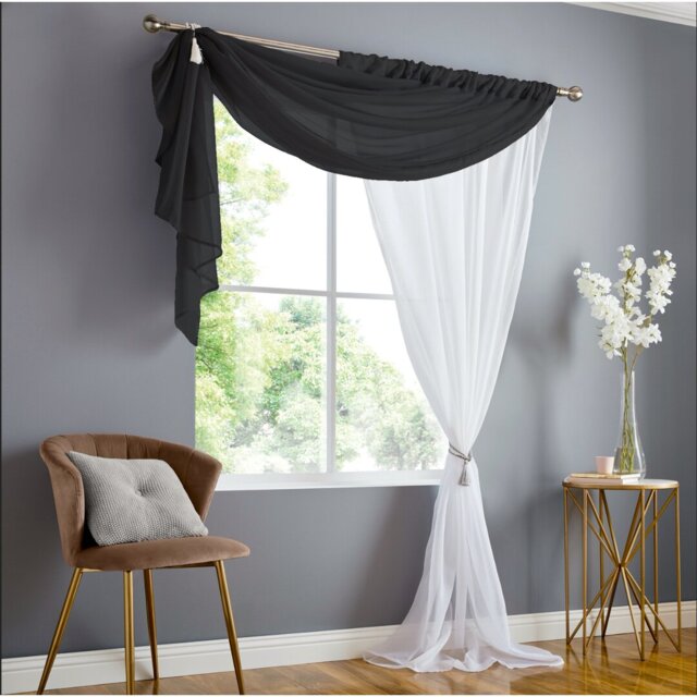 Anah Double Layer Voile Slot Top Sheer Curtain Panel