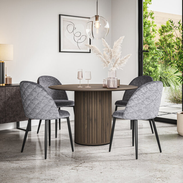Arlo Black Table Top W Black Legs + Raye Velvet Dining Chair Black Set Of 6
