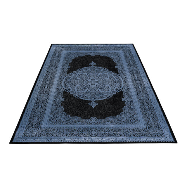 Massie Machine Woven Dark Blue/Black Rug