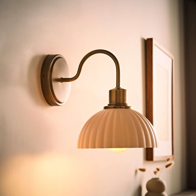 Akshayan Wall Light with Ribbed Dome Shade