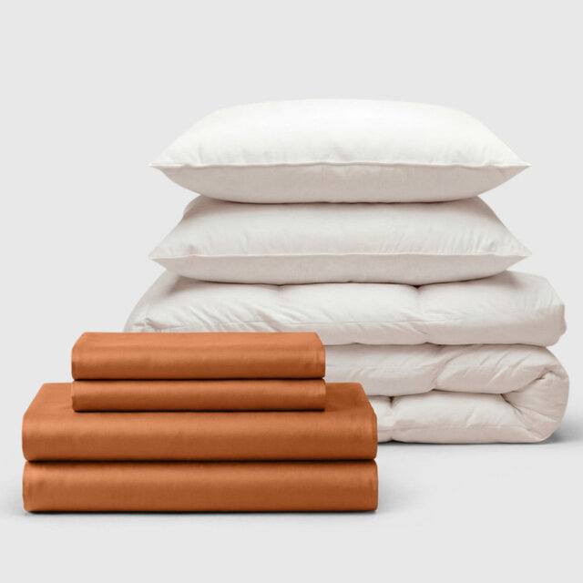 100% Cotton Sateen 460 Thread Count Bedding Set with Duvet and 2 Pillows